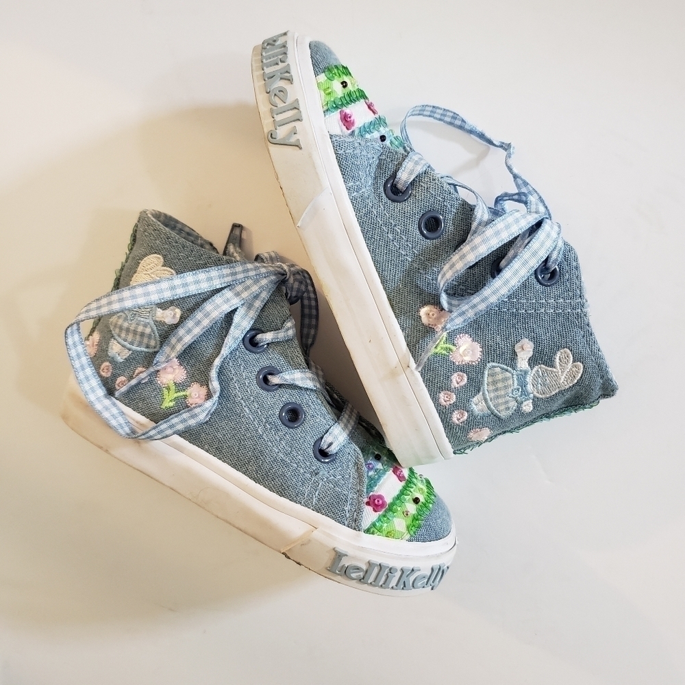 LelliKelly Denim Bunny Hightop Sneakers Size 6.5